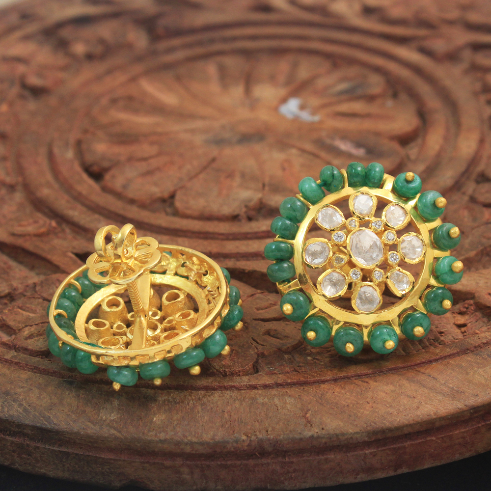 925 Sterling Jewelry Indian Kundan Jewelry Kundan Polki Jwellery Silver Jwellery Studs Earring Woman Jwellery