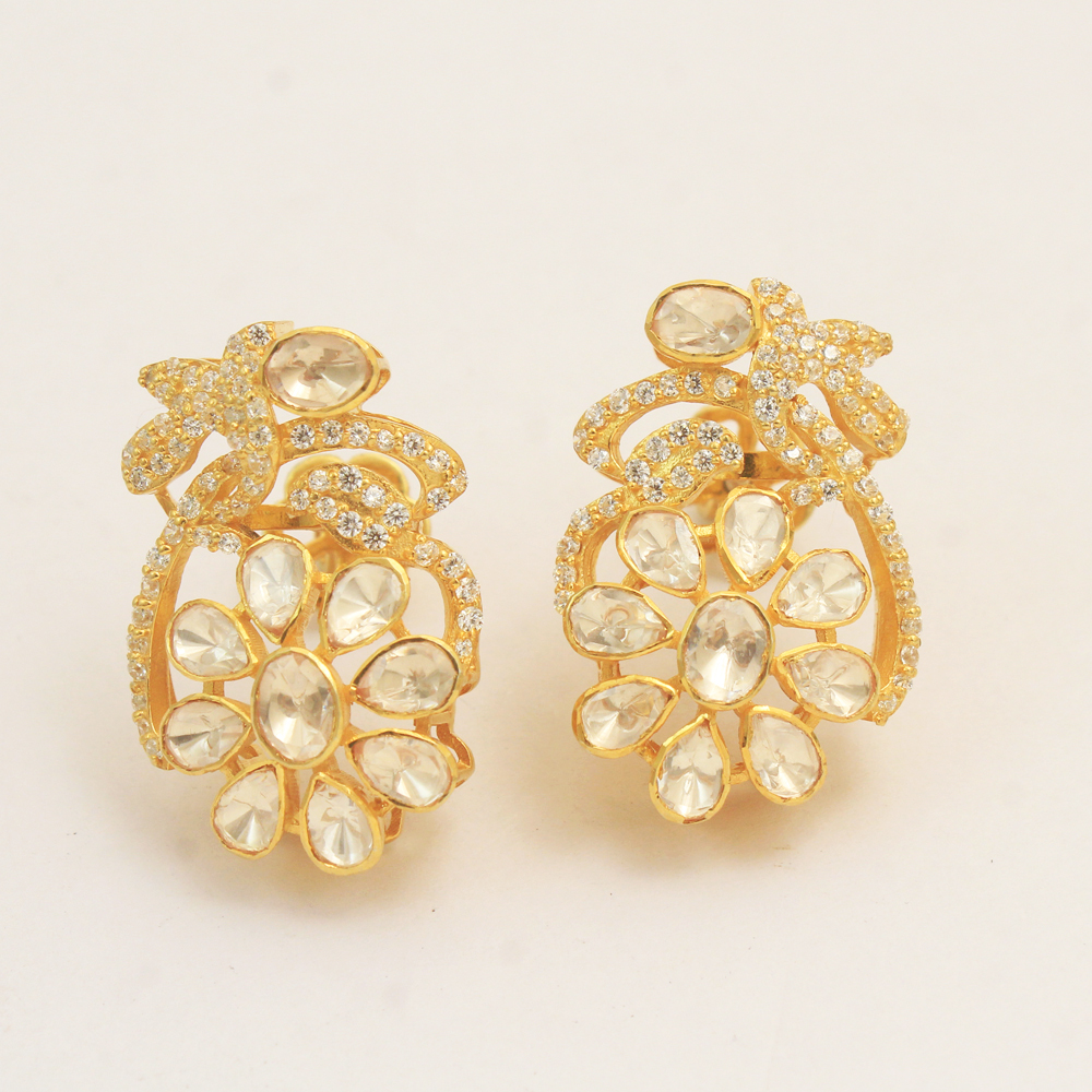 925 Sterling Jewelry Indian Kundan Jwellery Moissanite Earring Silver Jwellery Woman Jwellery