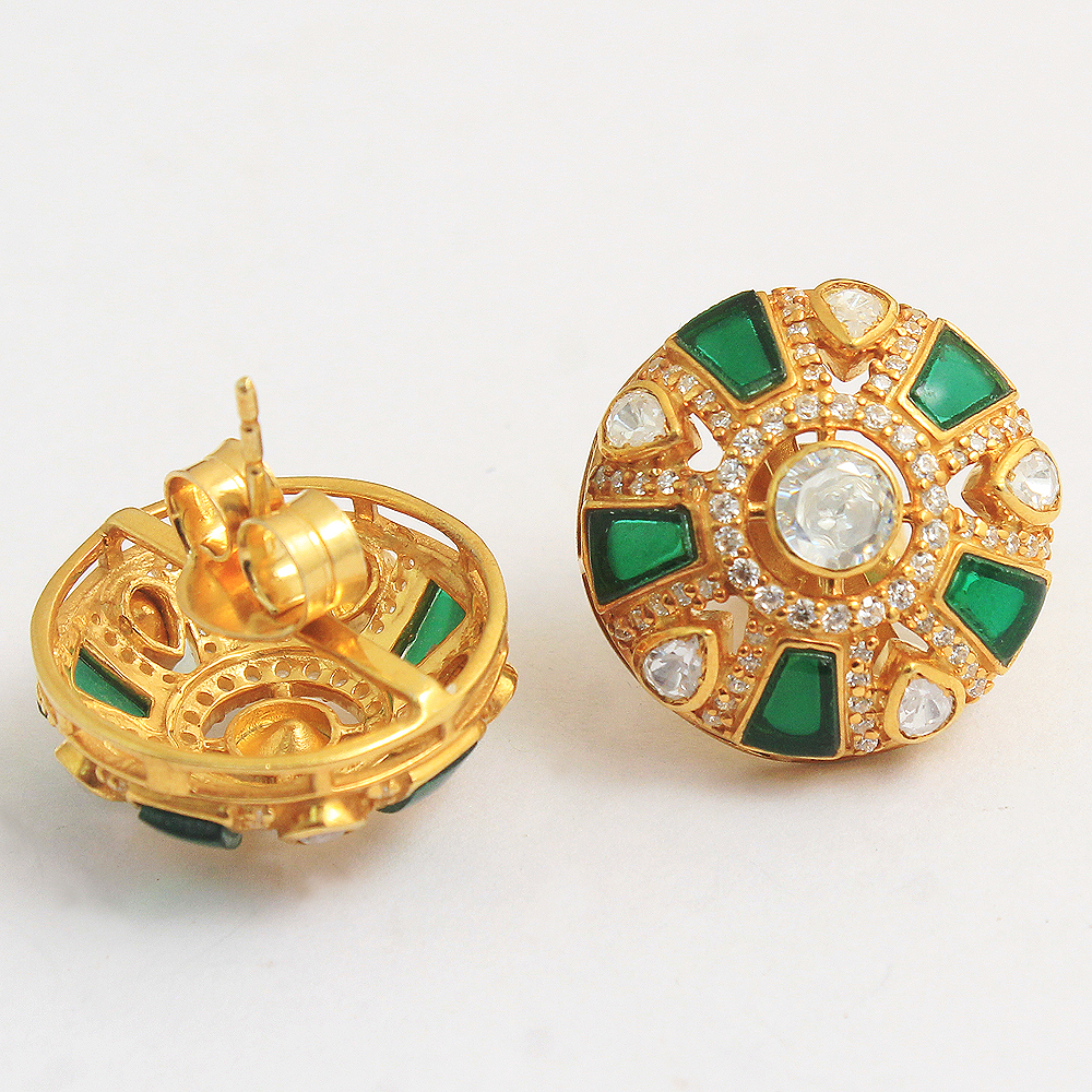 925 Sterling Jewelry Ethnic Jewelry Gift For Her Gold Plated Indian Kundan Jwellery Kundan Polki Jwellery Stud Earing Woman Jwellery
