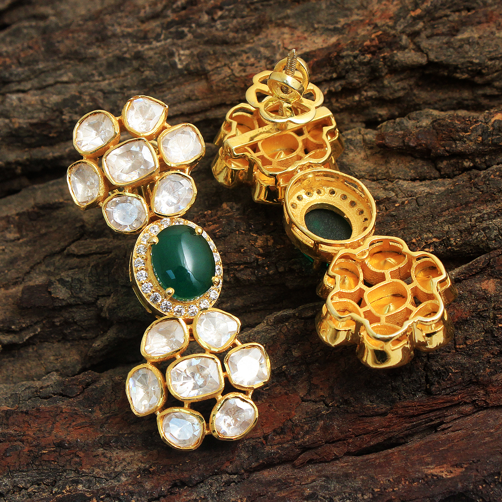 925 Sterling Jewelry Gold Plated Handmade Jewelry Indian Ethnic Jwellery Indian Kundan Jewelry Kundan Polki Jwellery Wedding Jwellery Woman Jwellery