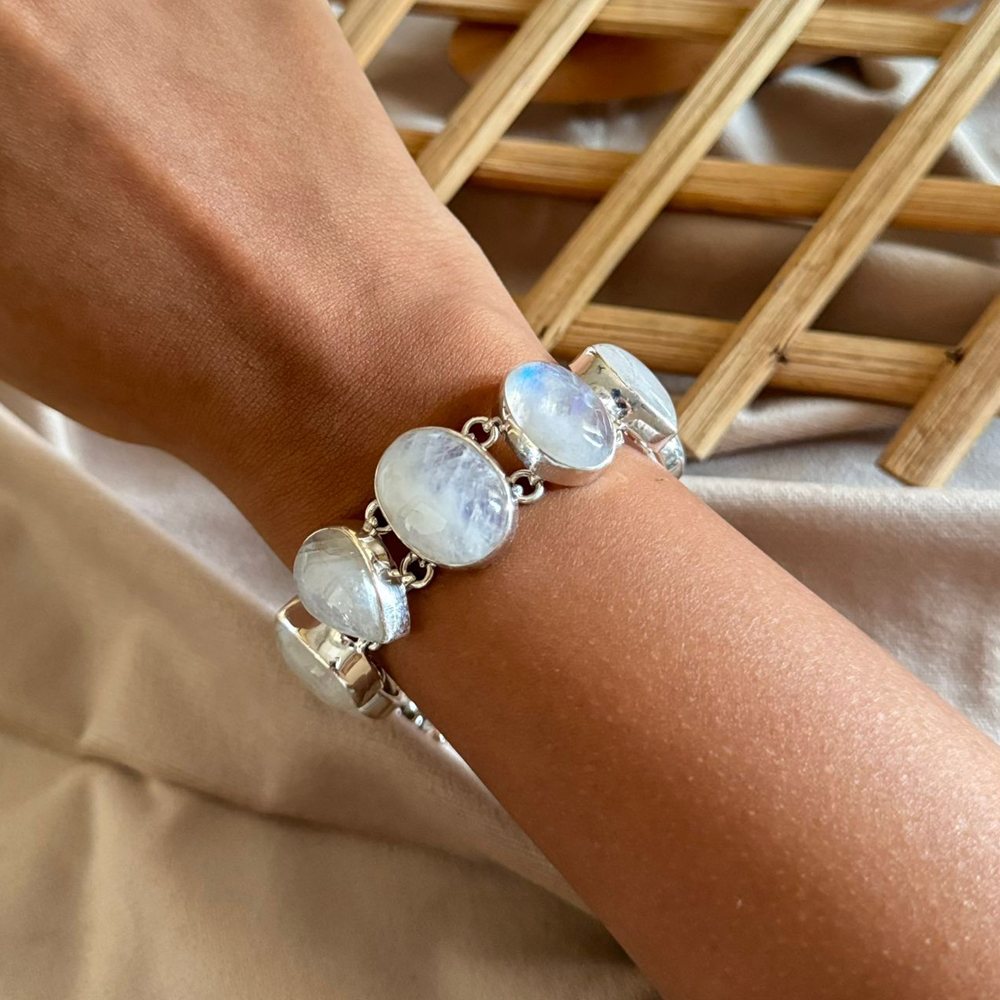 Fashion Jewelry Handmade Jewelry Moonstone Bracelet Solid Bracelet Statement Jewelry