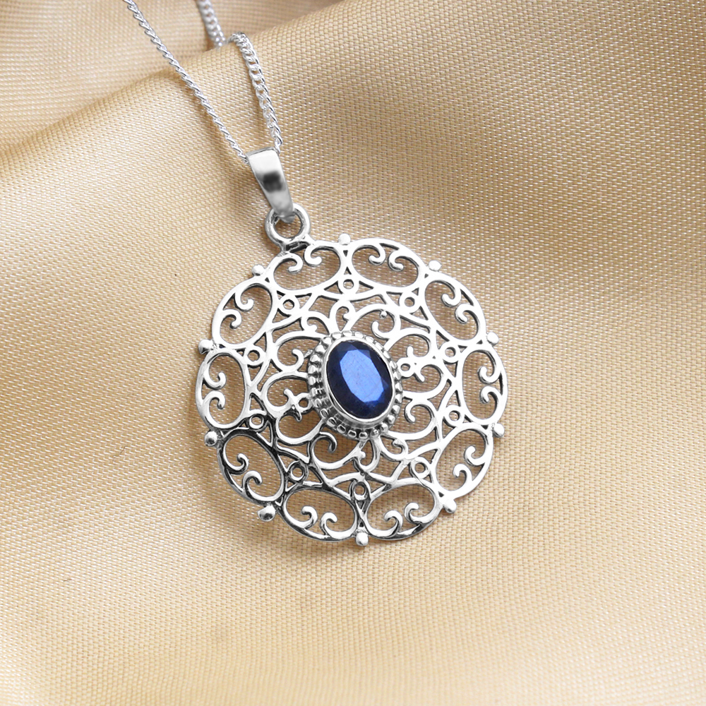 Fashion Jewelry Filigree Pendant Gift For Her Handmade Jewelry Labradorite Pendant Silver Necklace Women Jewelry