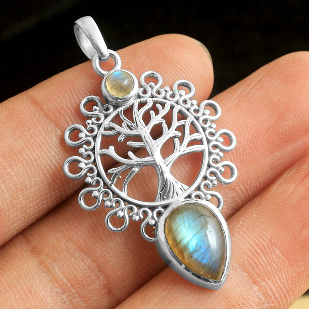 Fashion Jewelry Gift For Her Handmade Jewelry Labradorite Pendant Silver Jewelry Silver Necklace Tree Of Life Jewelry Women Jewelry