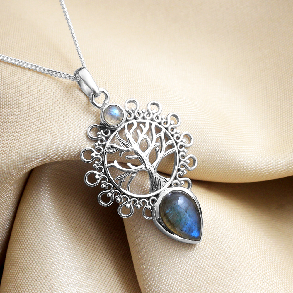 Fashion Jewelry Gift For Her Handmade Jewelry Labradorite Pendant Silver Jewelry Silver Necklace Tree Of Life Jewelry Women Jewelry