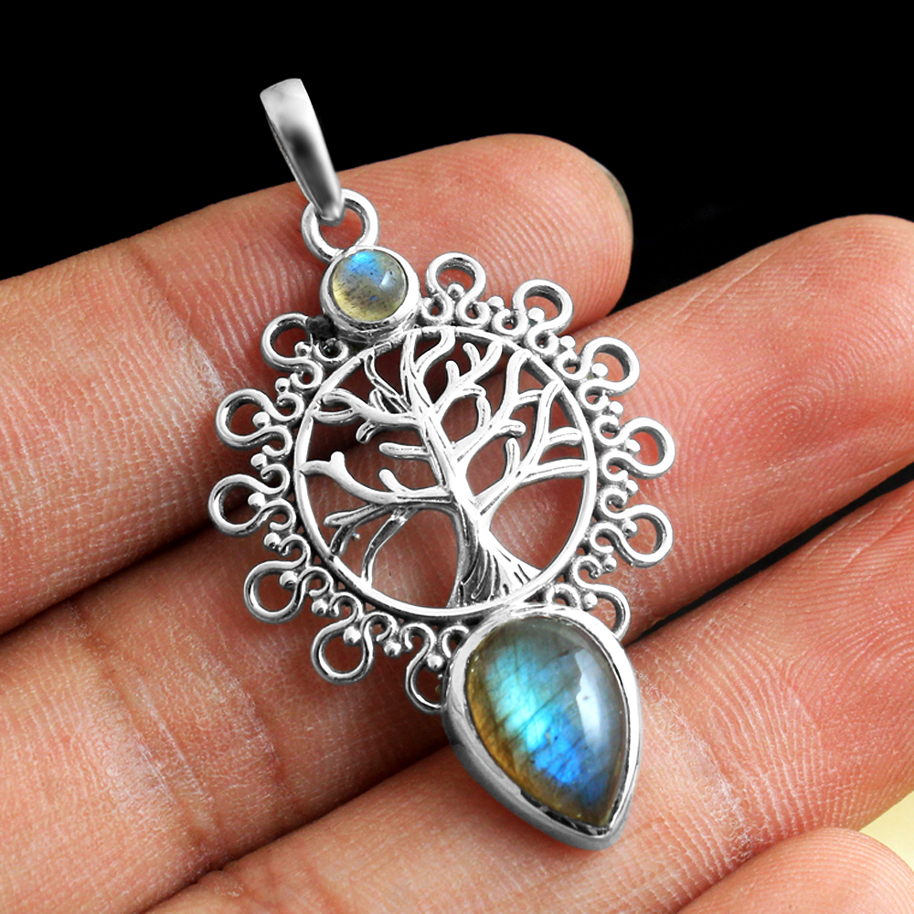 Fashion Jewelry Gift For Her Handmade Jewelry Labradorite Pendant Silver Jewelry Silver Necklace Tree Of Life Jewelry Women Jewelry