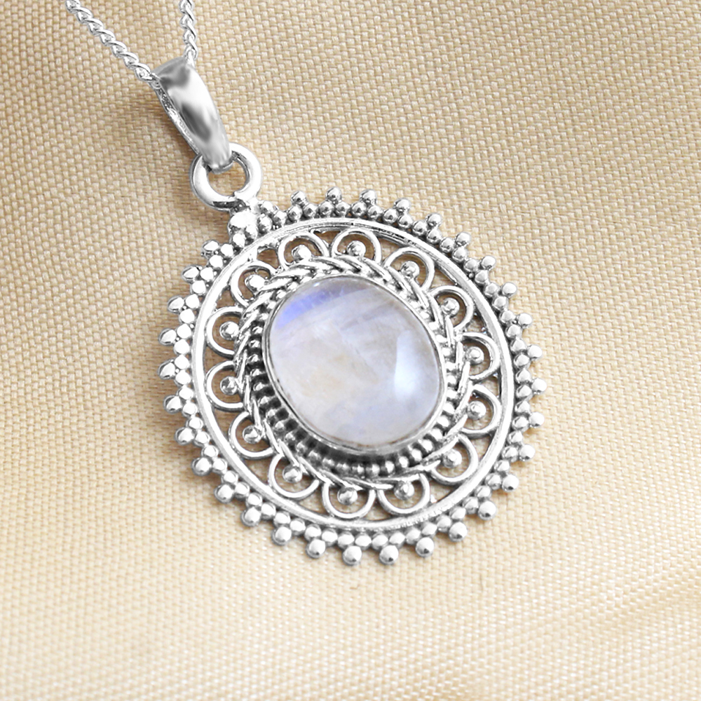 925 Sterling Silver Gemstone Jewelry Handmade Jewelry Moonstone Pendant Pendant With Chain Silver Jewelry Silver Necklace Women Jewelry