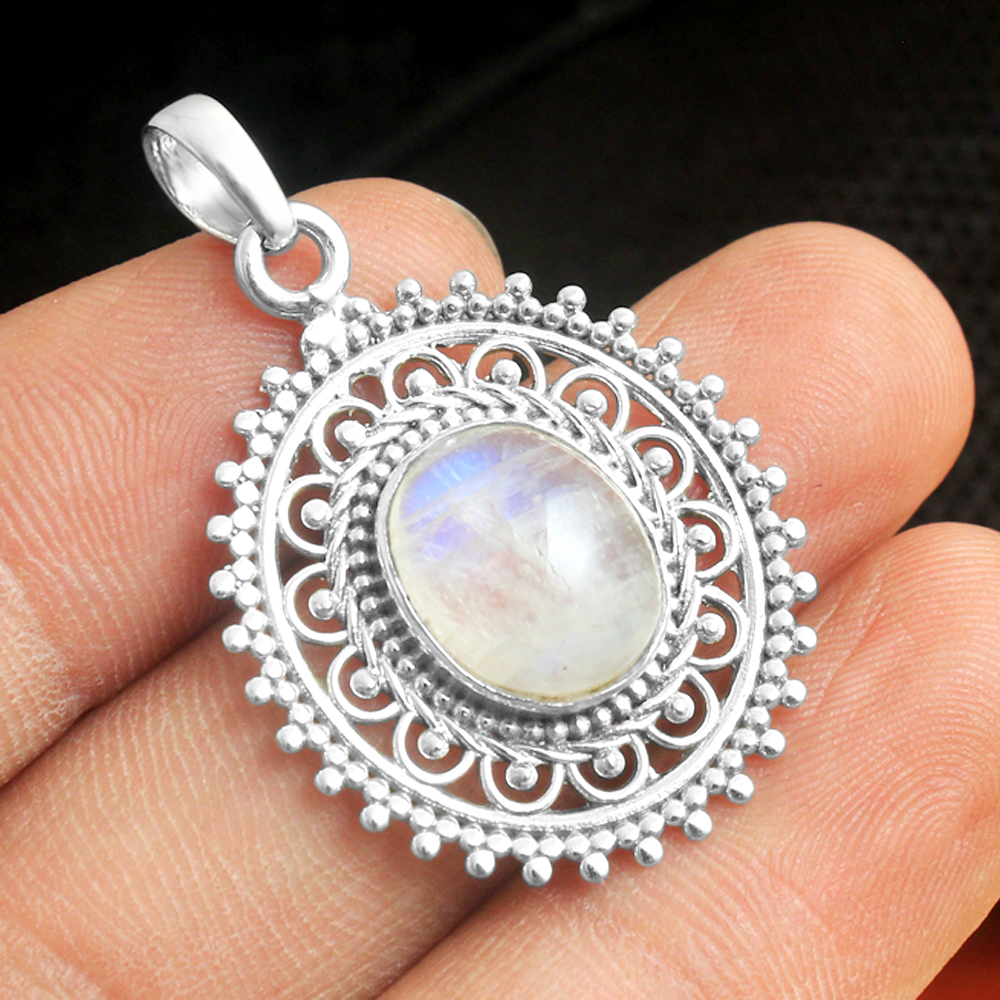 925 Sterling Silver Gemstone Jewelry Handmade Jewelry Moonstone Pendant Pendant With Chain Silver Jewelry Silver Necklace Women Jewelry