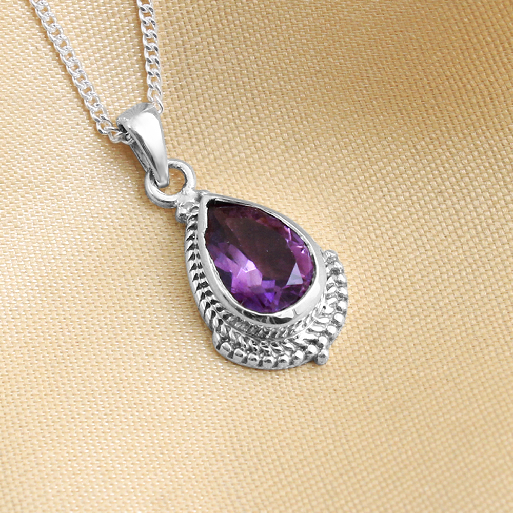 Amethyst Pendant February Birthstone Jewelry Gift For Her Handmade Jewelry Silver Charm Jewelry Women Jewelry