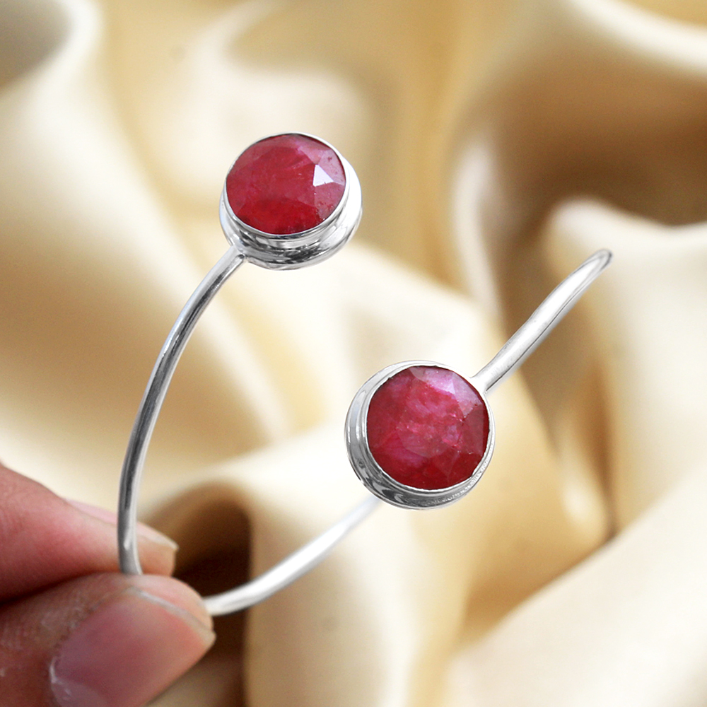 Bangle Bracelet Cuff Bracelet Fashion Jewelry Handmade Jewelry Ruby Bracelet Silver Bracelet