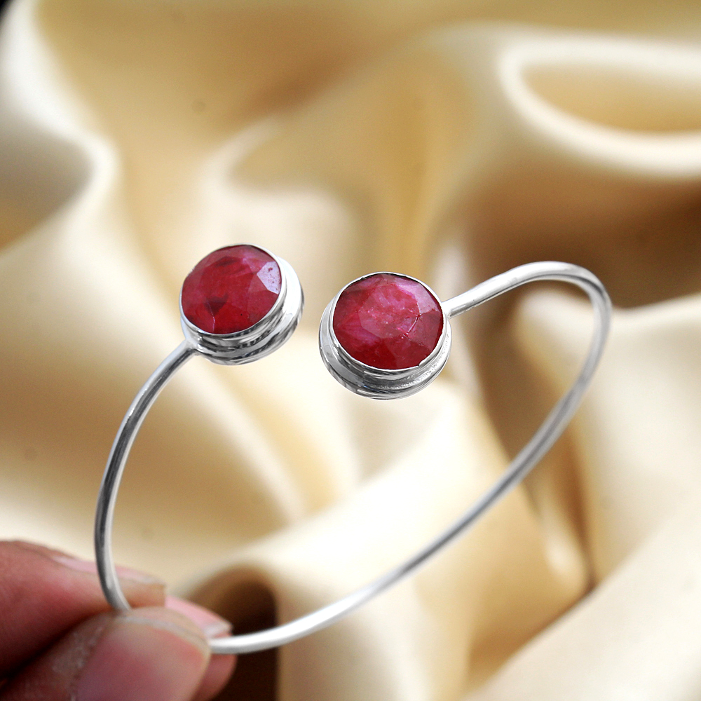 Bangle Bracelet Cuff Bracelet Fashion Jewelry Handmade Jewelry Ruby Bracelet Silver Bracelet