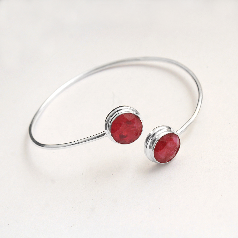 Bangle Bracelet Cuff Bracelet Fashion Jewelry Handmade Jewelry Ruby Bracelet Silver Bracelet