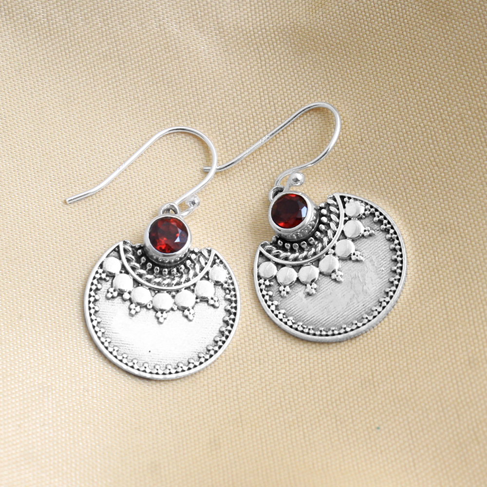 Dangle Earring Garnet Earring Handmade Jewelry January Birthstone Jewelry Silver Earring Women Jewelry