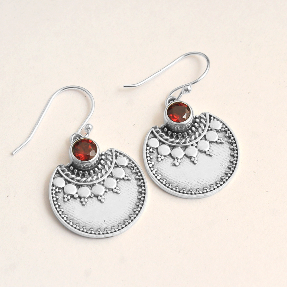 Dangle Earring Garnet Earring Handmade Jewelry January Birthstone Jewelry Silver Earring Women Jewelry