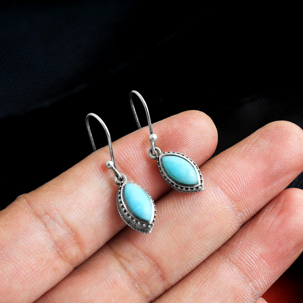 Fashion Jewelry Gift For Her Handmade Jewelry Larimar Earring Silver Earring Women Earring