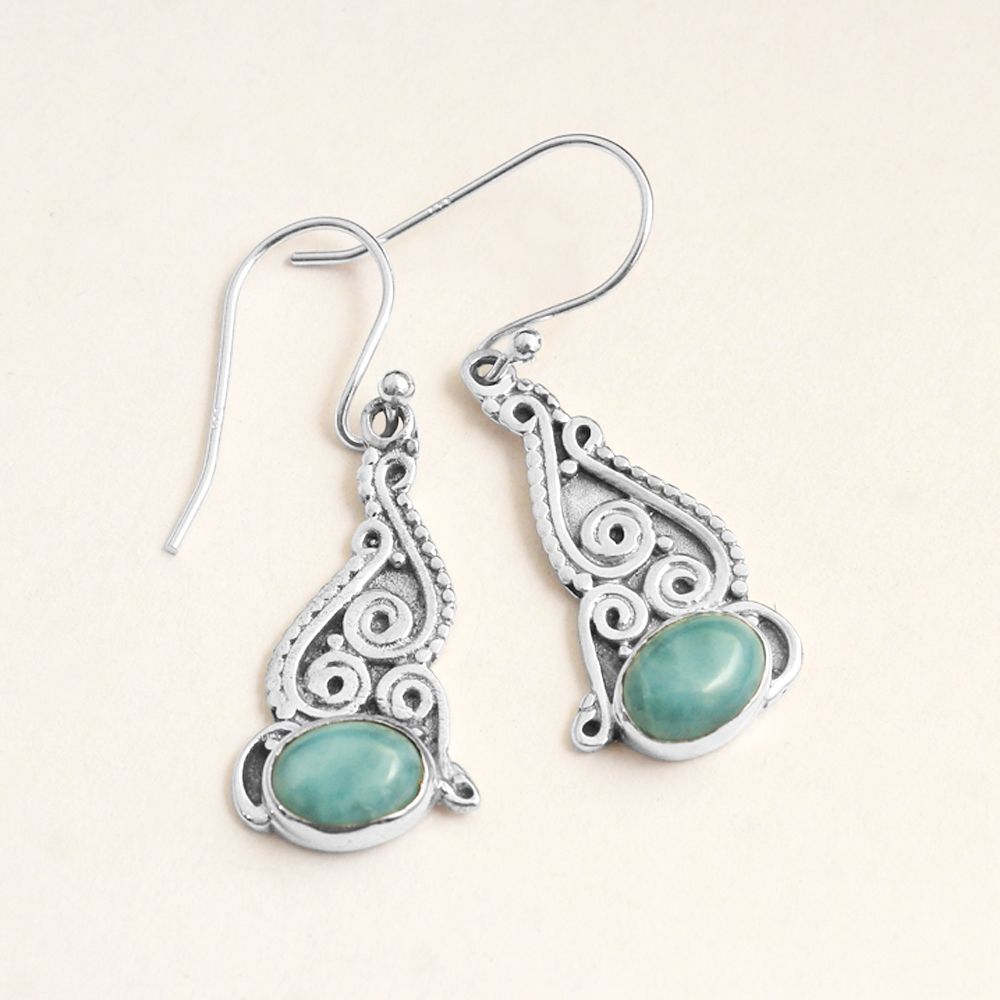 Fashion Jewelry Gemstone Jewelry Gift For Her Handmade Jewelry Larimar Earring Silver Earring Women Earring