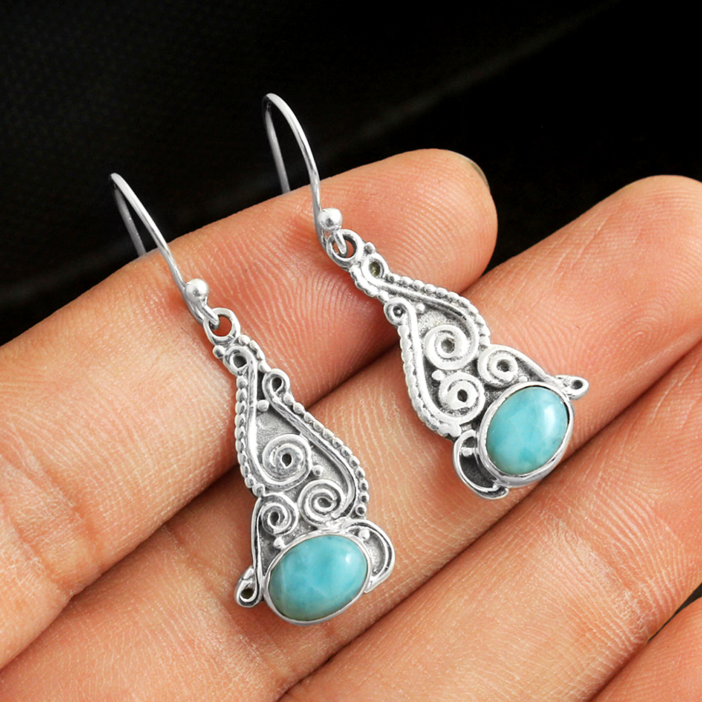 Fashion Jewelry Gemstone Jewelry Gift For Her Handmade Jewelry Larimar Earring Silver Earring Women Earring