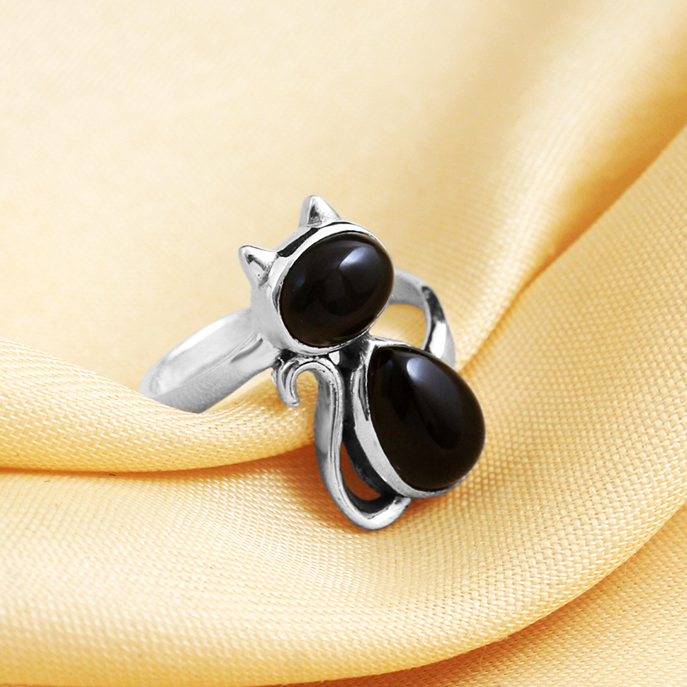 925 Silver Jewelry Black Onyx Ring Woman Jwellery