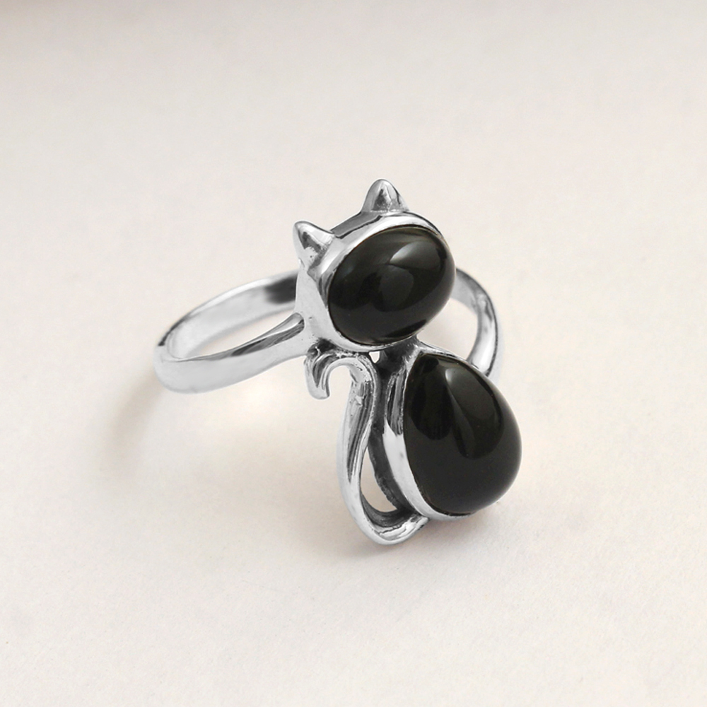 925 Silver Jewelry Black Onyx Ring Woman Jwellery