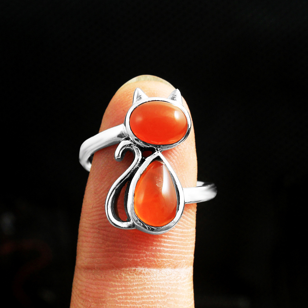 Carnelian Ring Silver Jewelry Woman Ring