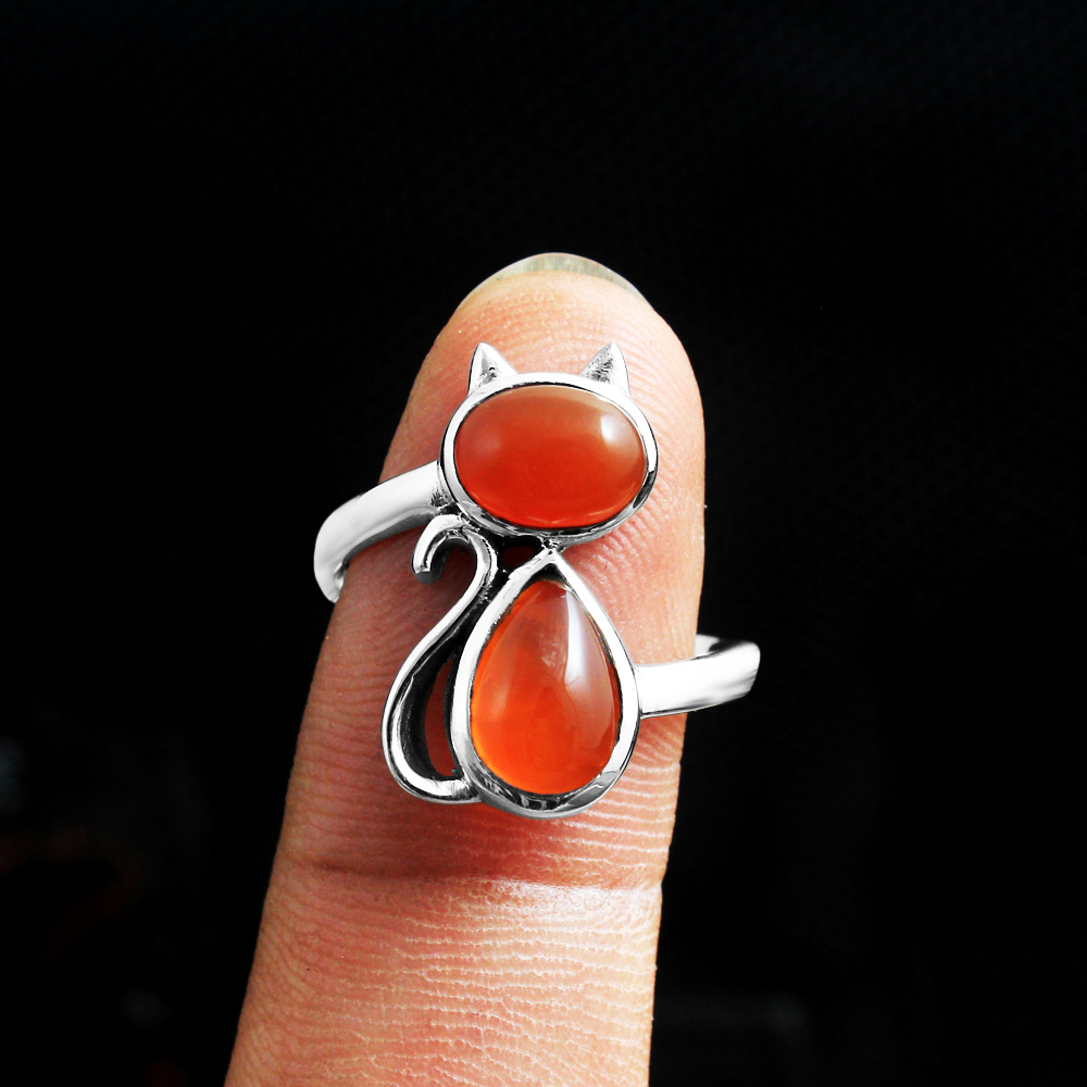 Carnelian Ring Silver Jewelry Woman Ring