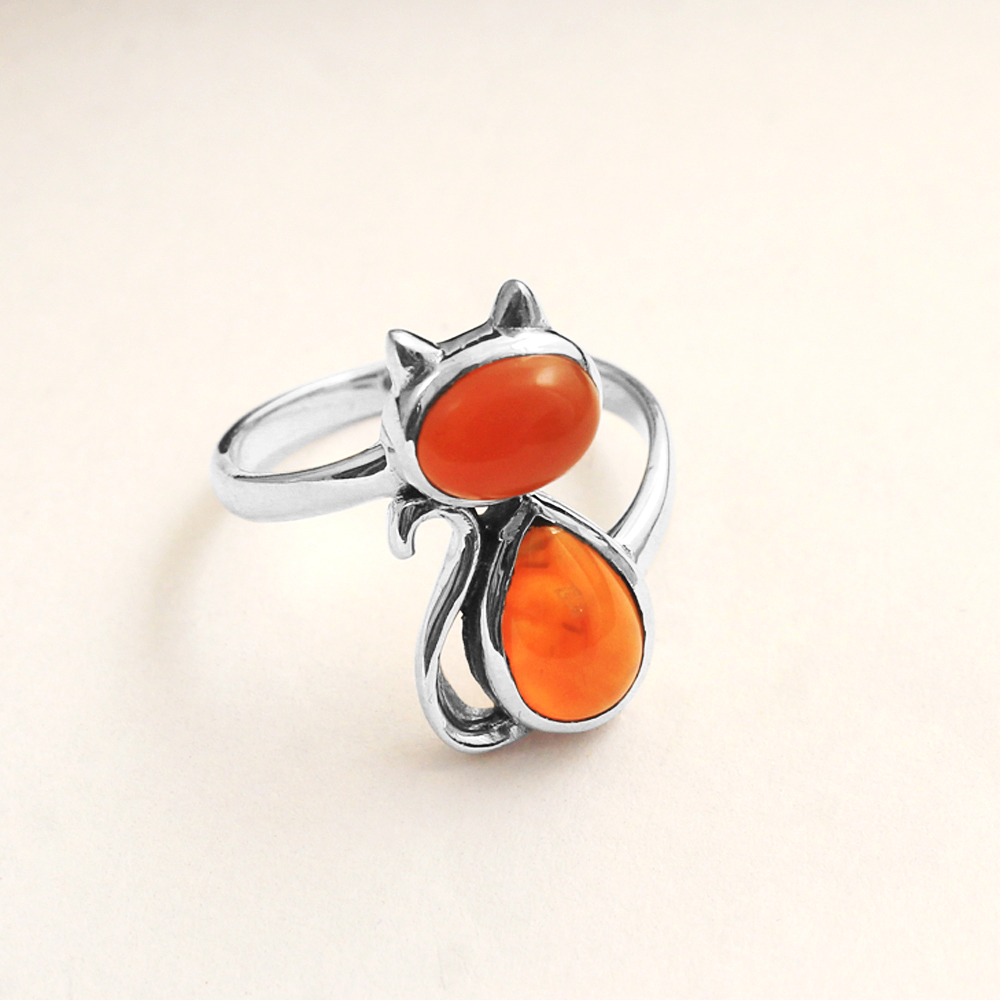 Carnelian Ring Silver Jewelry Woman Ring