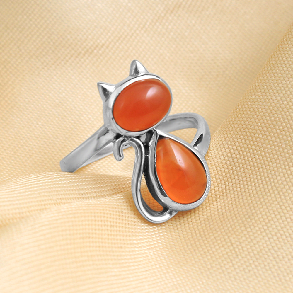 Carnelian Ring Silver Jewelry Woman Ring