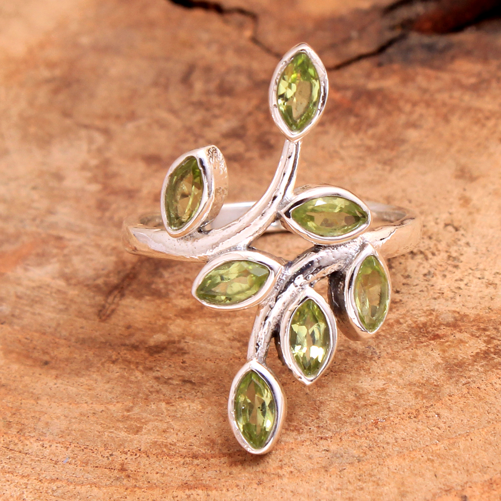 Peridot Ring Silver Ring Woman Ring