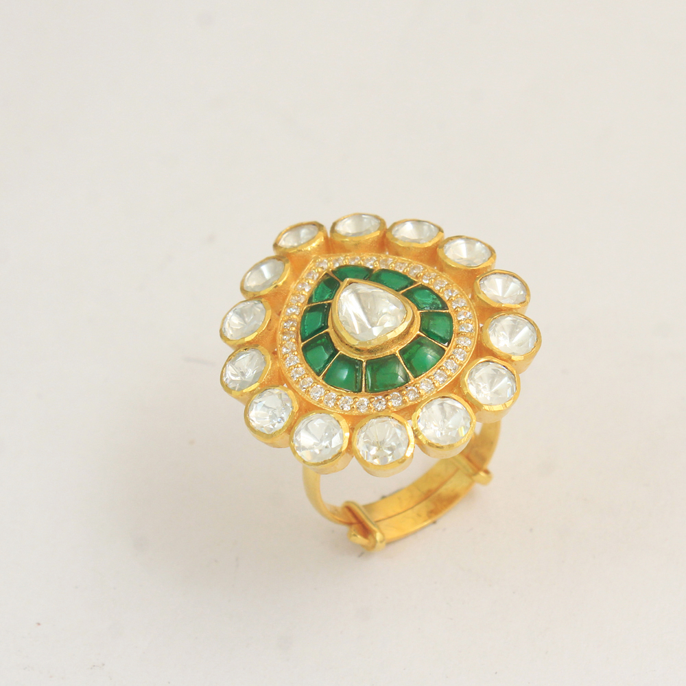 Gold Plated Jewelry Indian Ethnic Jewelry Indian Kundan Jewelry Kundan Polki Ring Moissanite Ring Wedding Jewelry