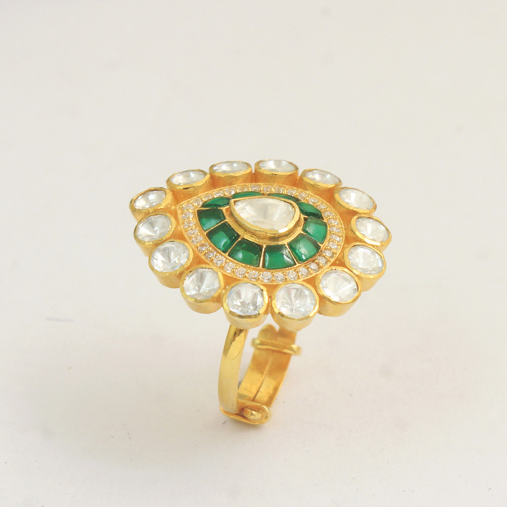 Gold Plated Jewelry Indian Ethnic Jewelry Indian Kundan Jewelry Kundan Polki Ring Moissanite Ring Wedding Jewelry