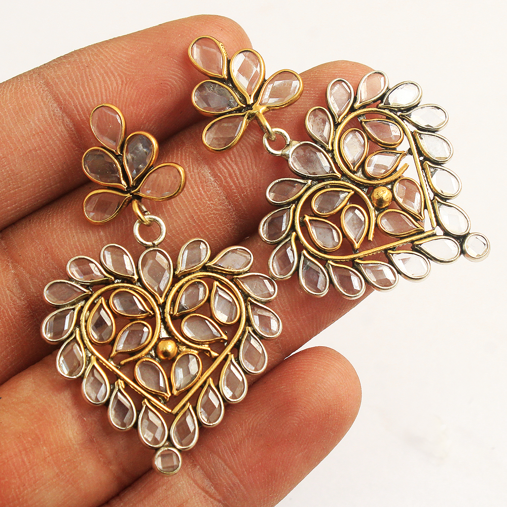 Crystal Earring Gold Plated Jewelry Handmade Jewelry Heart Earring Women Jewelry