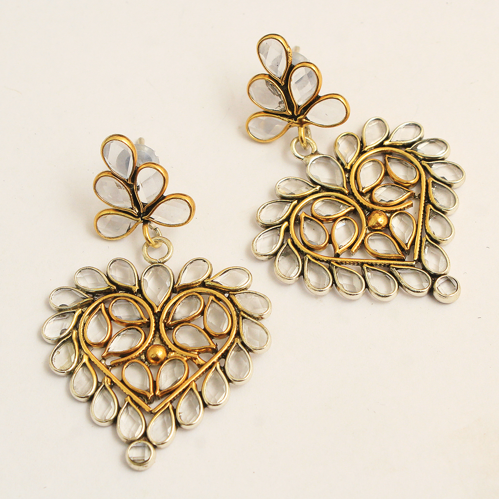 Crystal Earring Gold Plated Jewelry Handmade Jewelry Heart Earring Women Jewelry