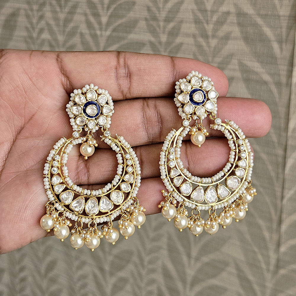 925 Sterling Silver Birthday Gift Gifts For Her Gold Plated Jewelry Kundan Polki Earing Kundan Polki Jwellery Silver Earring