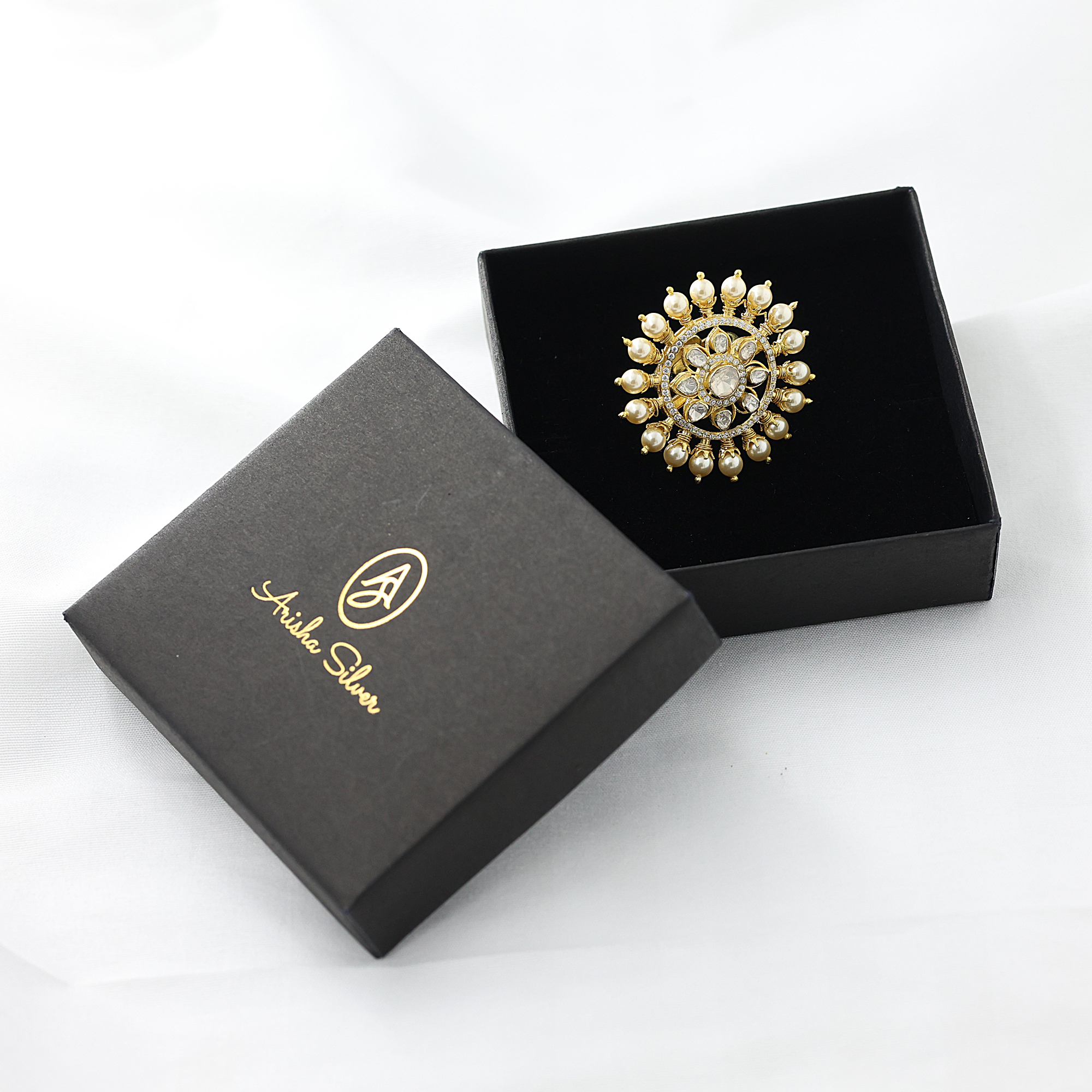 925 Sterling Silver Adjustable Ring Anniversary Gift Artistic Ring Gift For Her Gold Plated Jewelry Handmade Ring Indian Ethnic Jewelry Indian Kundan Jewelry Indian Kundan Polki Ring Kundan Polki Jewelry Weddding Ring Woman Ring