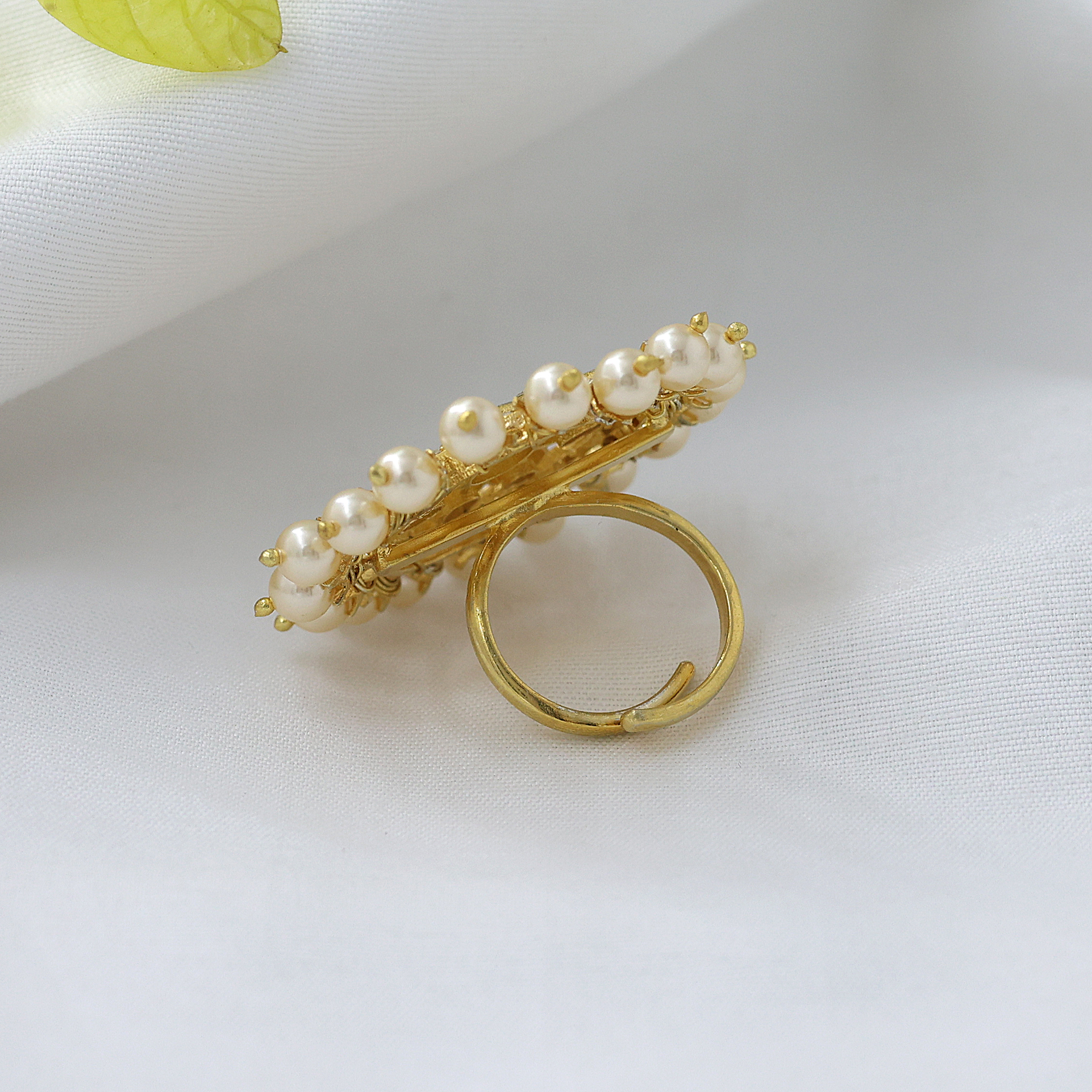 925 Sterling Silver Adjustable Ring Anniversary Gift Artistic Ring Gift For Her Gold Plated Jewelry Handmade Ring Indian Ethnic Jewelry Indian Kundan Jewelry Indian Kundan Polki Ring Kundan Polki Jewelry Weddding Ring Woman Ring