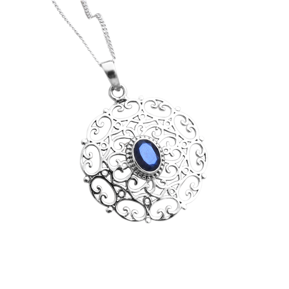 Fashion Jewelry Filigree Pendant Gift For Her Handmade Jewelry Labradorite Pendant Silver Necklace Women Jewelry