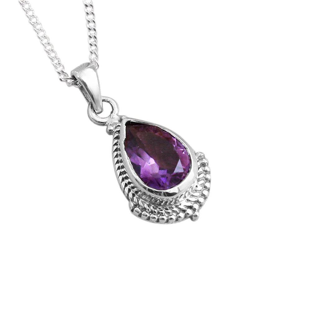 Amethyst Pendant February Birthstone Jewelry Gift For Her Handmade Jewelry Silver Charm Jewelry Women Jewelry