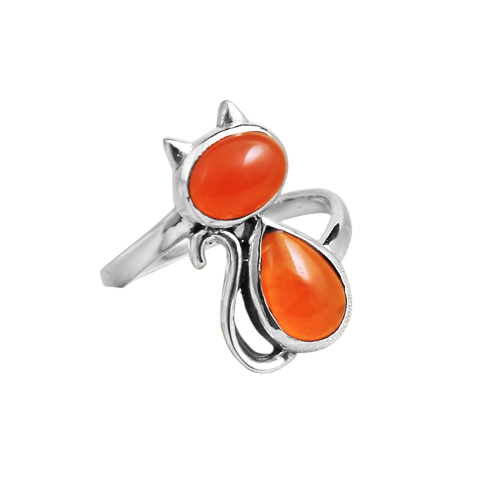 Carnelian Ring Silver Jewelry Woman Ring