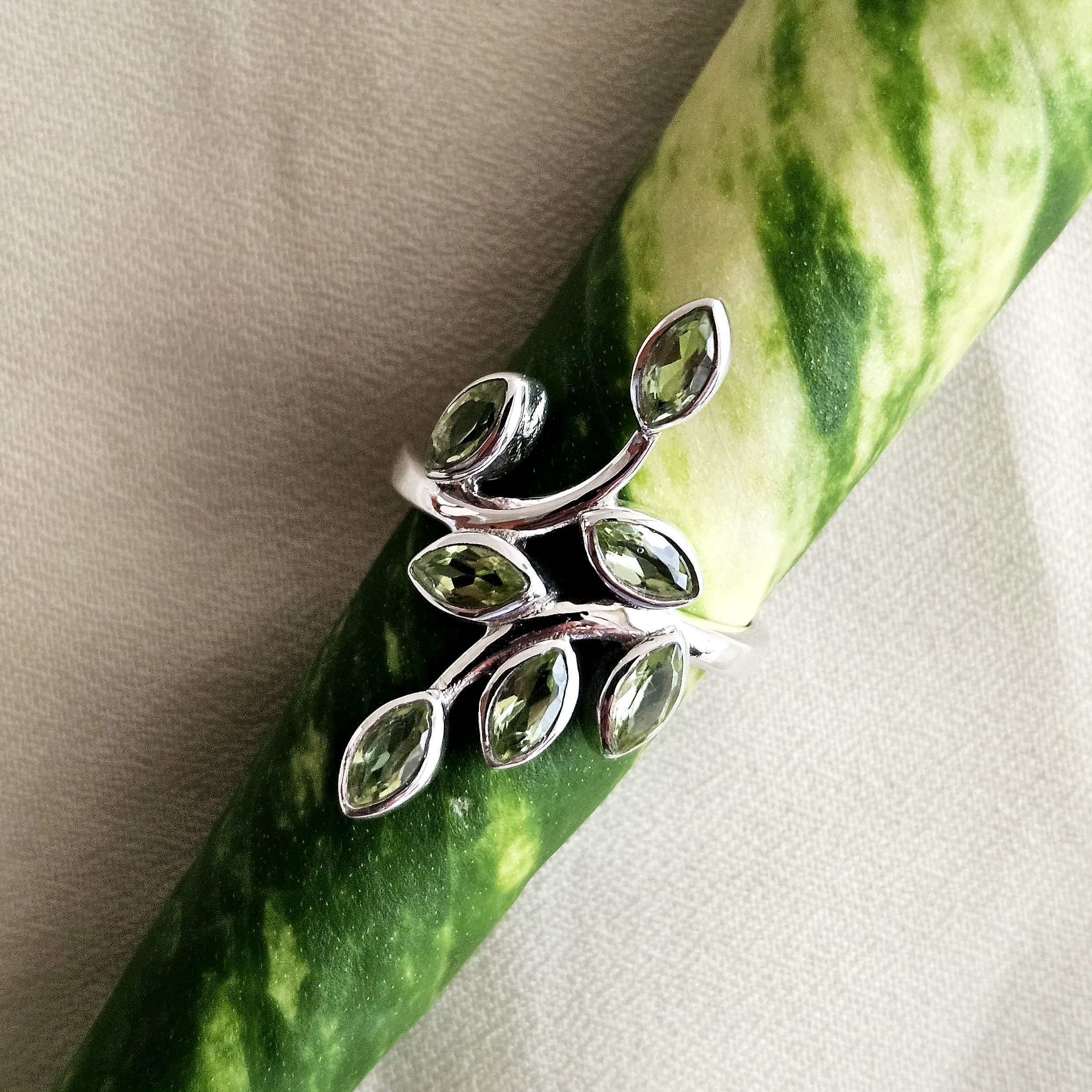 Peridot Ring Silver Ring Woman Ring