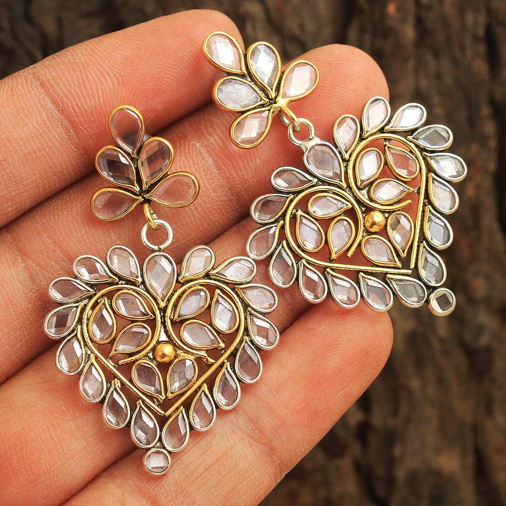 Crystal Earring Gold Plated Jewelry Handmade Jewelry Heart Earring Women Jewelry