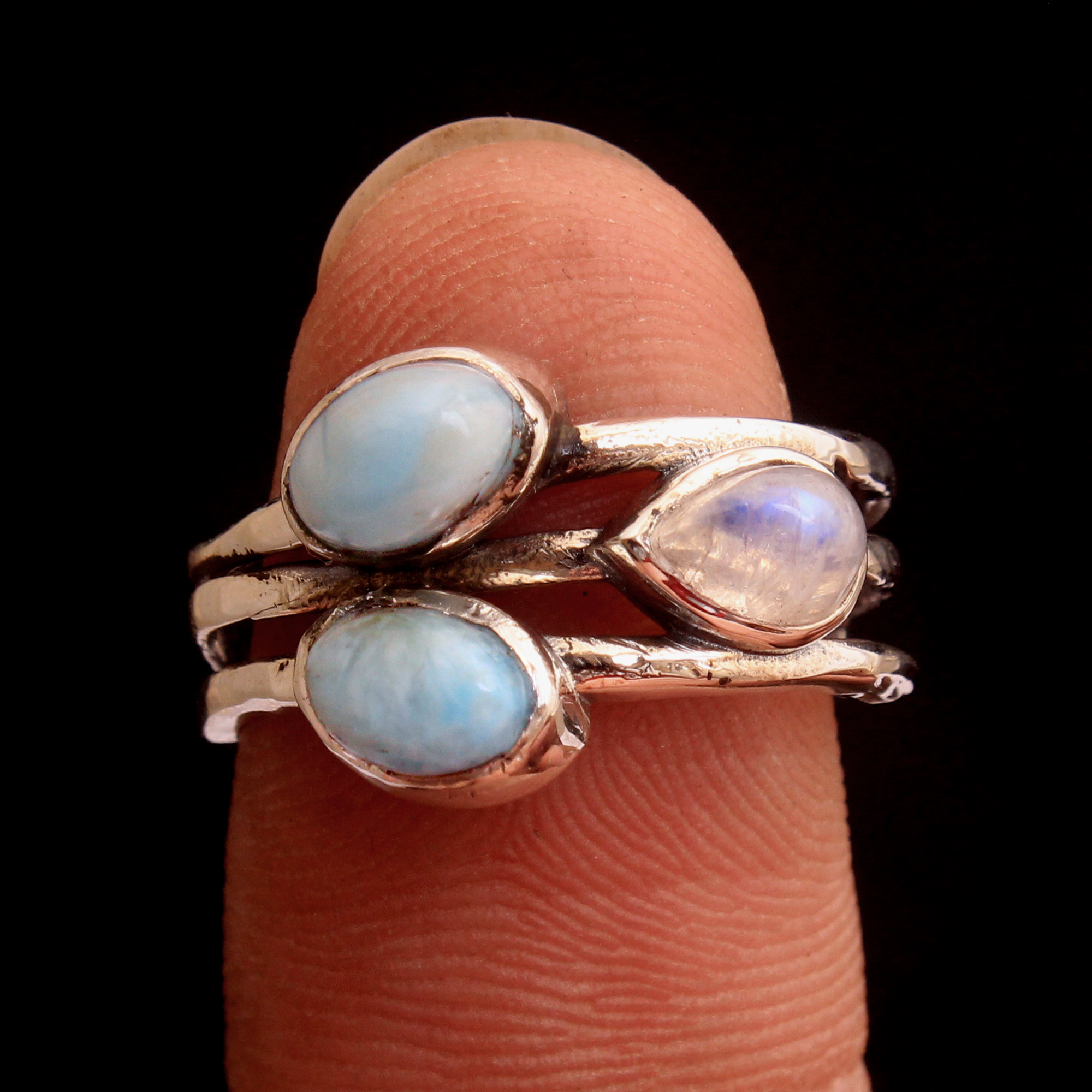 Larimar Ring Solid 925 Sterling Silver Jewelry Partywear Ring Size US 6